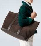 Tom Ford Leather-trimmed suede tote bag