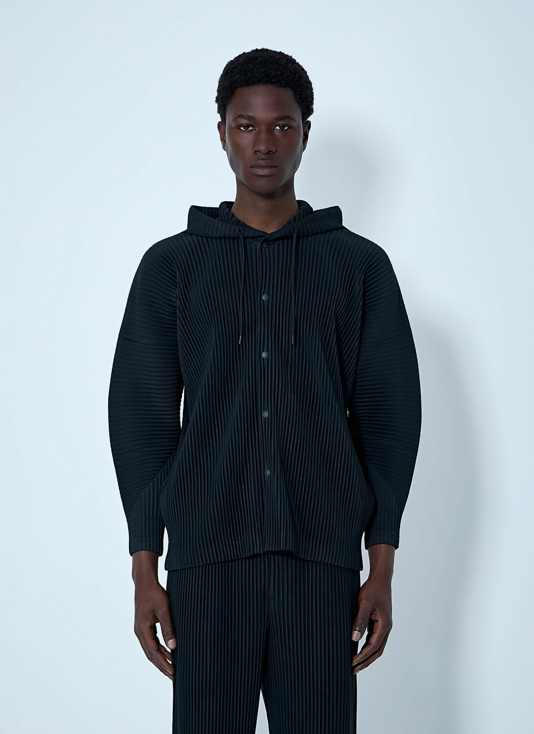 Homme Plissé Issey Miyake Pinstripe Hooded Jacket