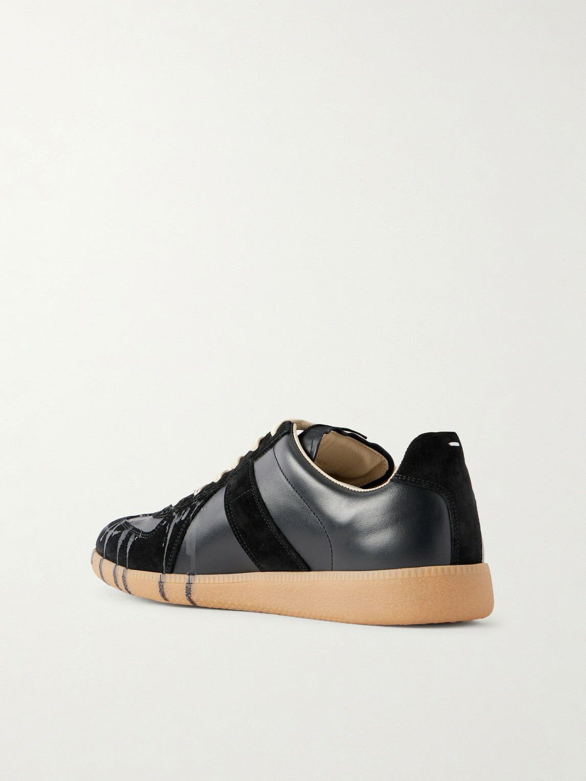 Maison Margiela - Replica Paint-Splattered Leather Sneakers - Black