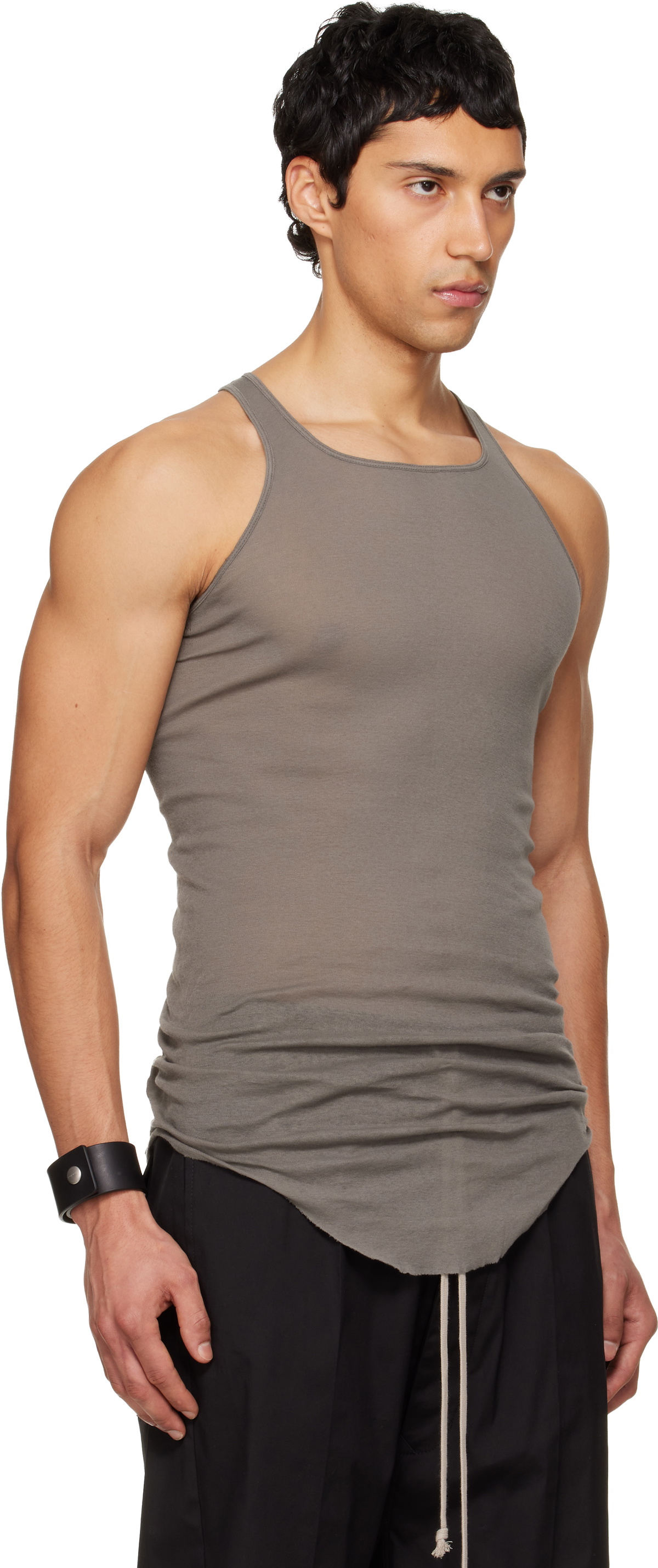 Rick Owens Gray Temple Basic Rib Tank Top Rick Owens