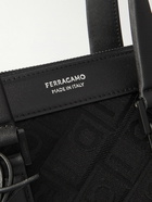 FERRAGAMO - Leather-Trimmed Logo-Jacquard Canvas Tote Bag