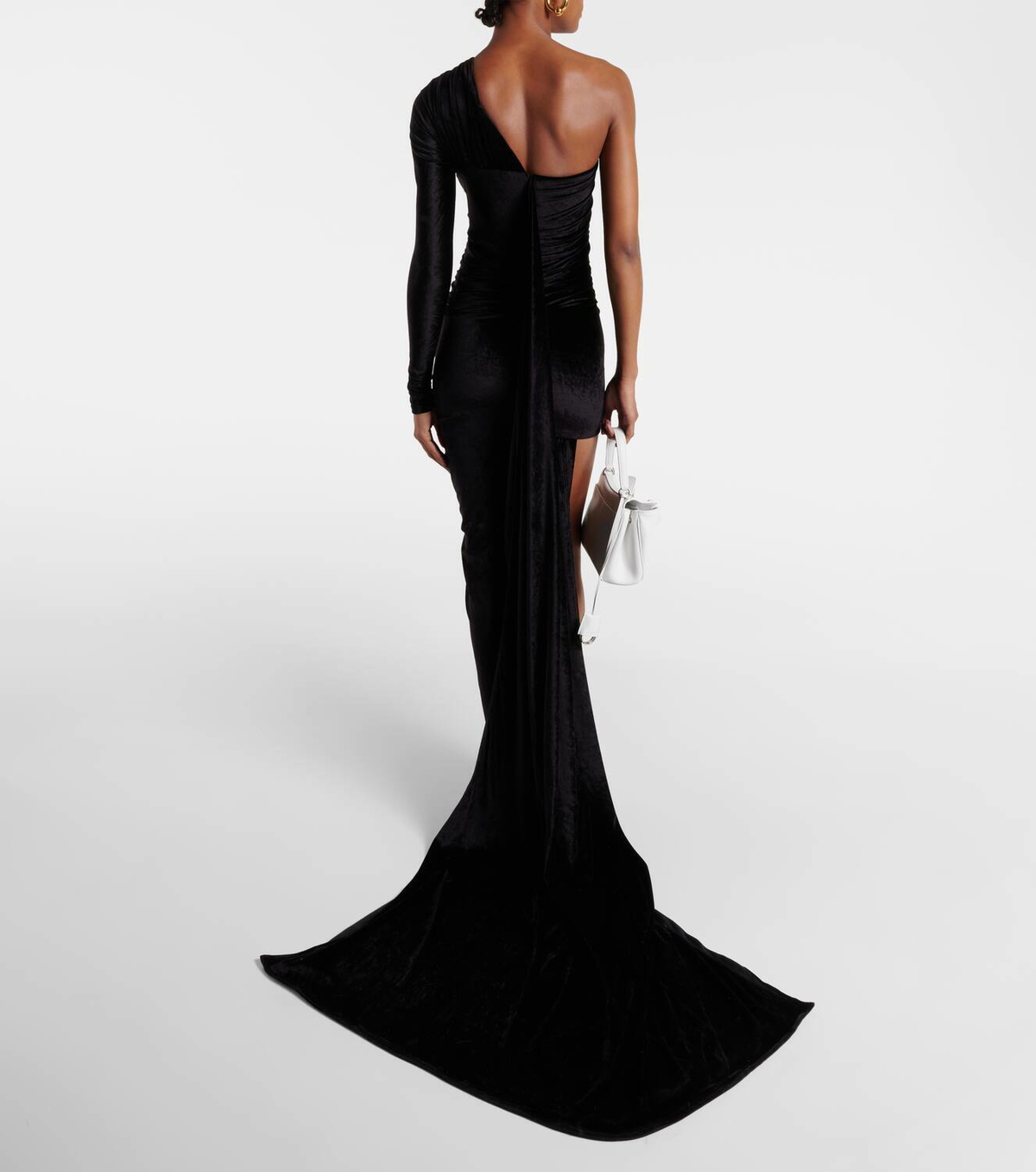 balenciaga asymmetric dress Ruffle Trim Square Neck Slit Sleeveless Maxi Dress  MissOdd-Egypt