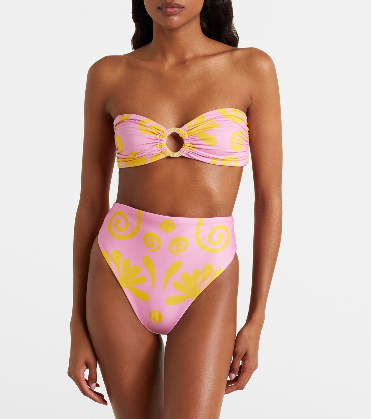 Cala de la Cruz Sandra printed bandeau bikini top