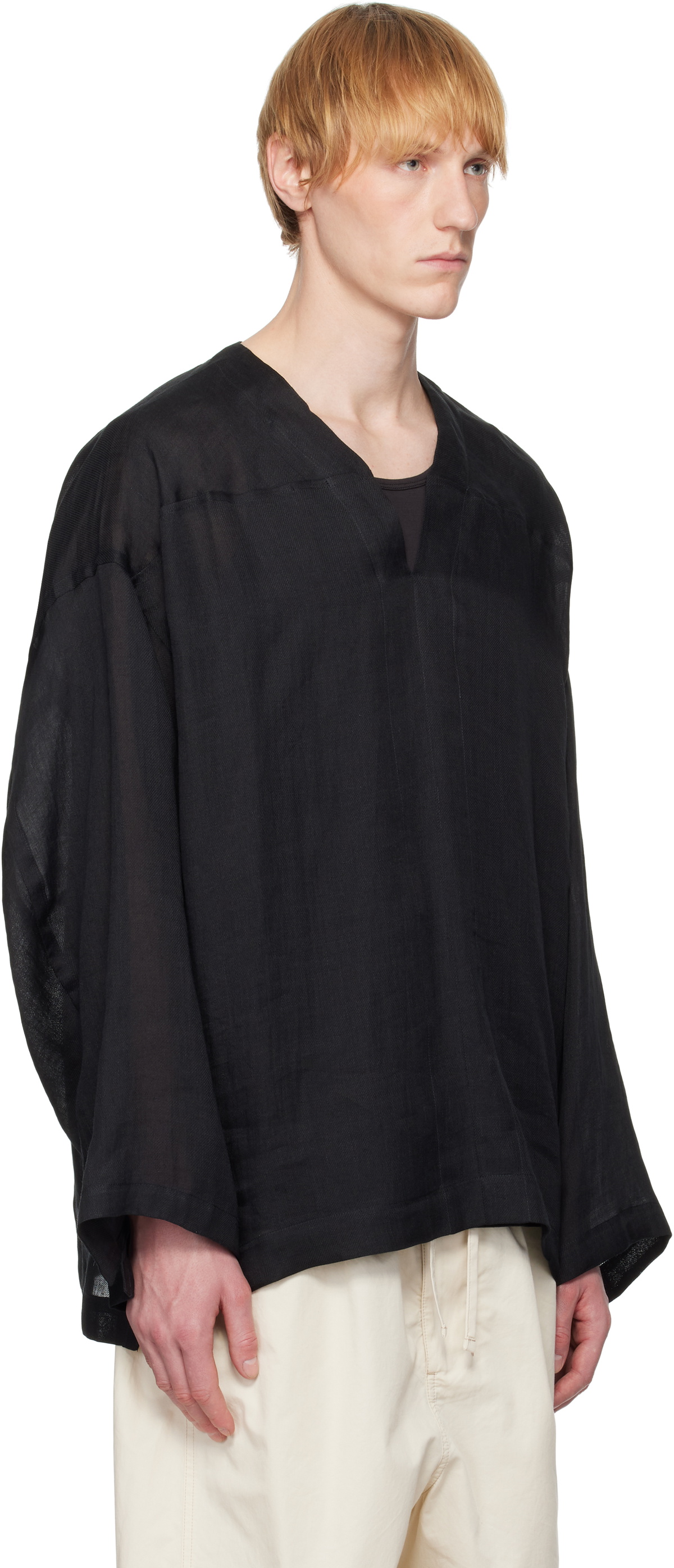 Jan-Jan Van Essche Black O-Project Fine Cavalry Twill Tunic#38 Shirt