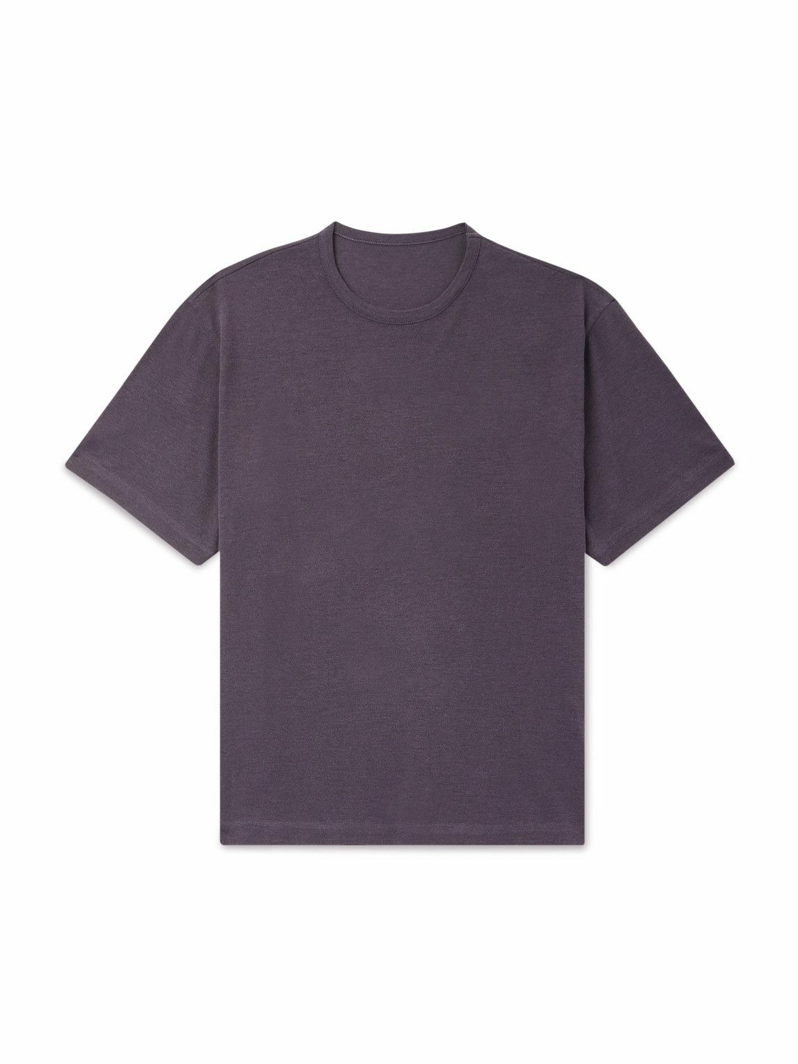 Stòffa - Cotton and Silk-Blend Piqué T-Shirt - Purple