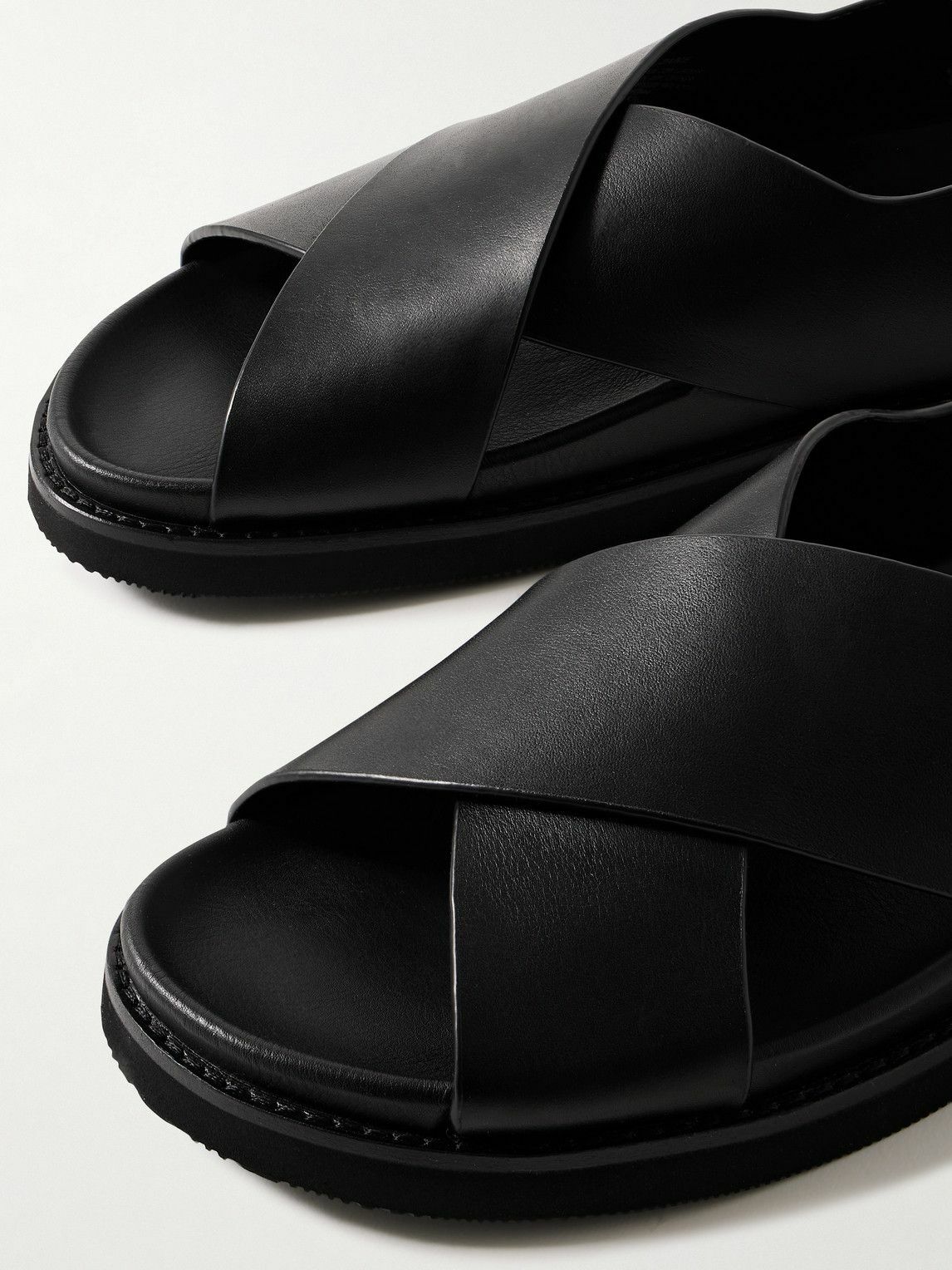 Zane Ralph Polo Ralph Lauren - Zane Oiled-Leather Sandals - Black Polo Ralph Lauren
