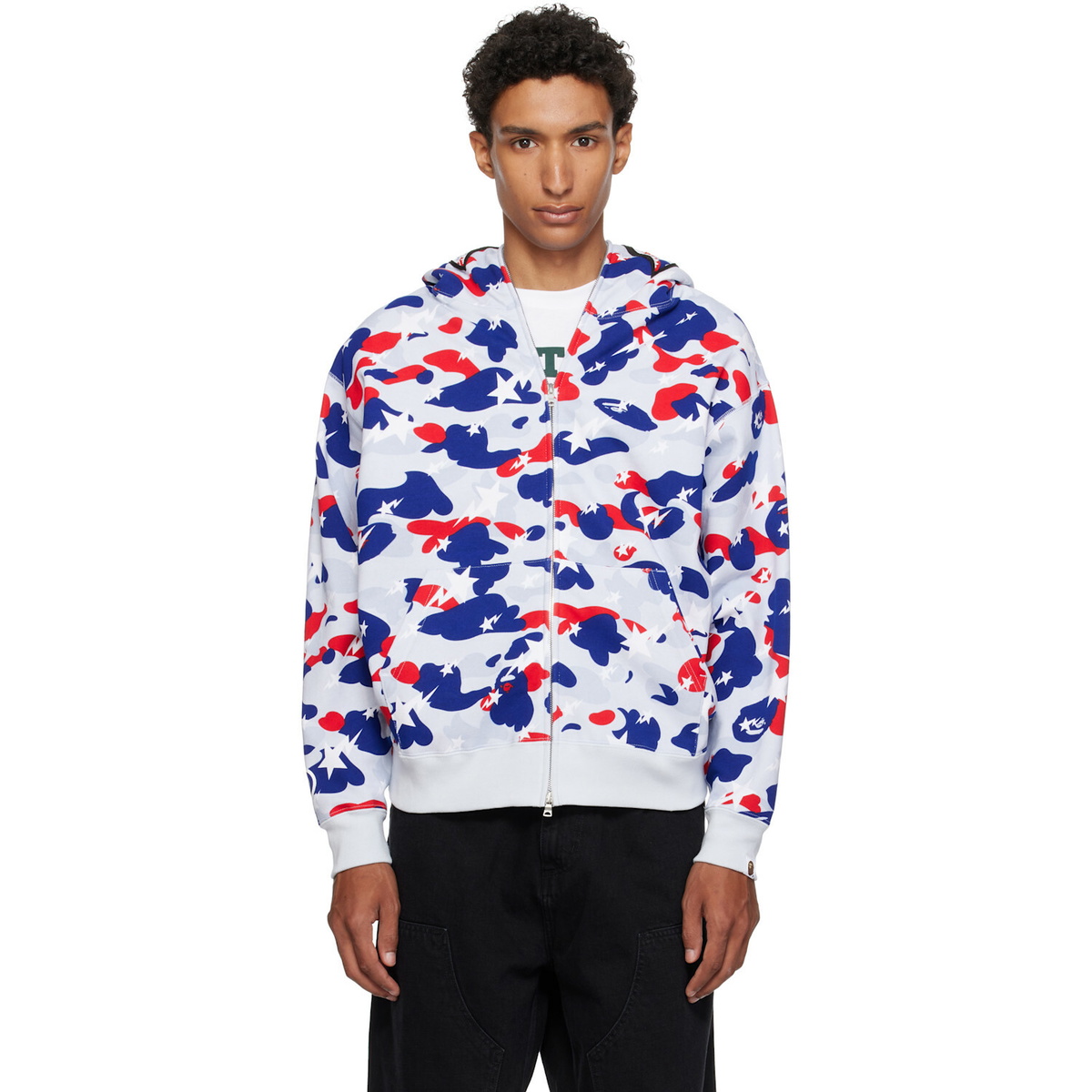 BAPE White & Blue STA Strike Camo Shark Full Zip Hoodie