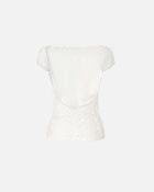 Pinko Fitted Short Sleeved Lace Sweater White + White
