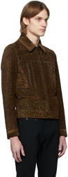 Saint Laurent Brown Suede Leopard Print Jacket