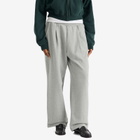 DUNST Women's Unisex Leather Logo Wide Sweat Pants in Melange Grey
