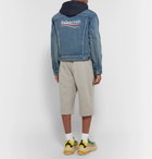 Balenciaga - Cropped Embroidered Distressed Denim Jacket - Men - Mid denim