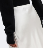 Dôen Elowette lace-trimmed silk satin midi skirt