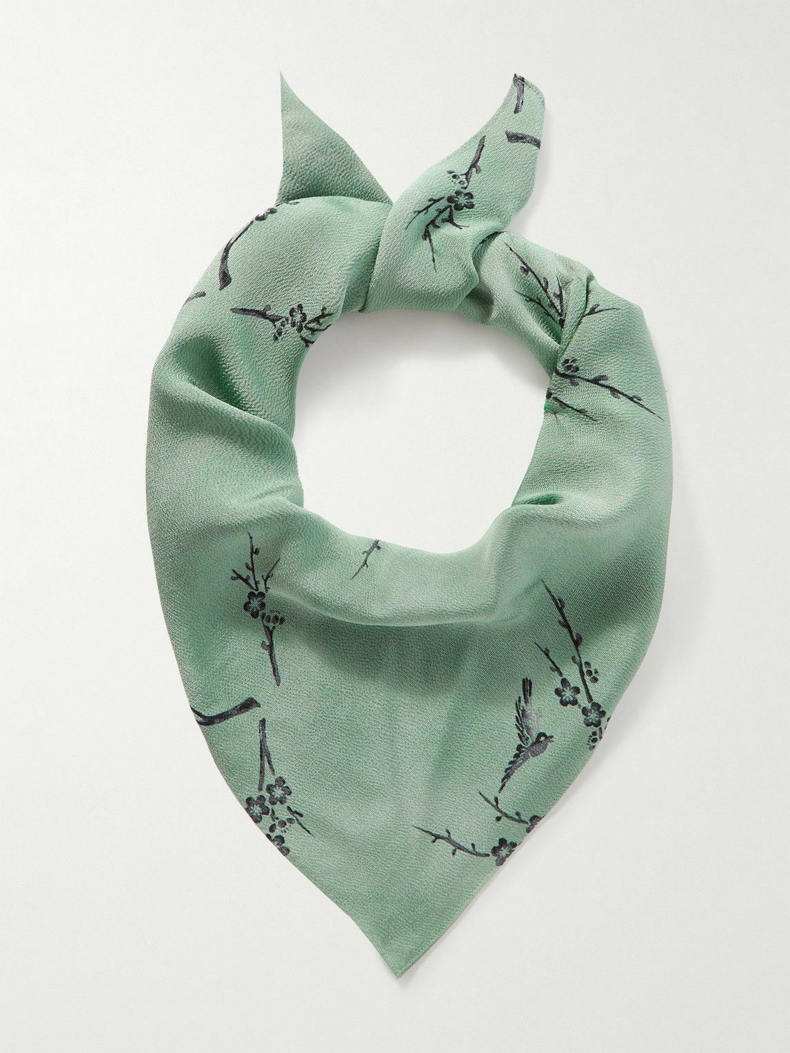 visvim Printed Hammered Silk Scarf 'Green' - 0122203003002