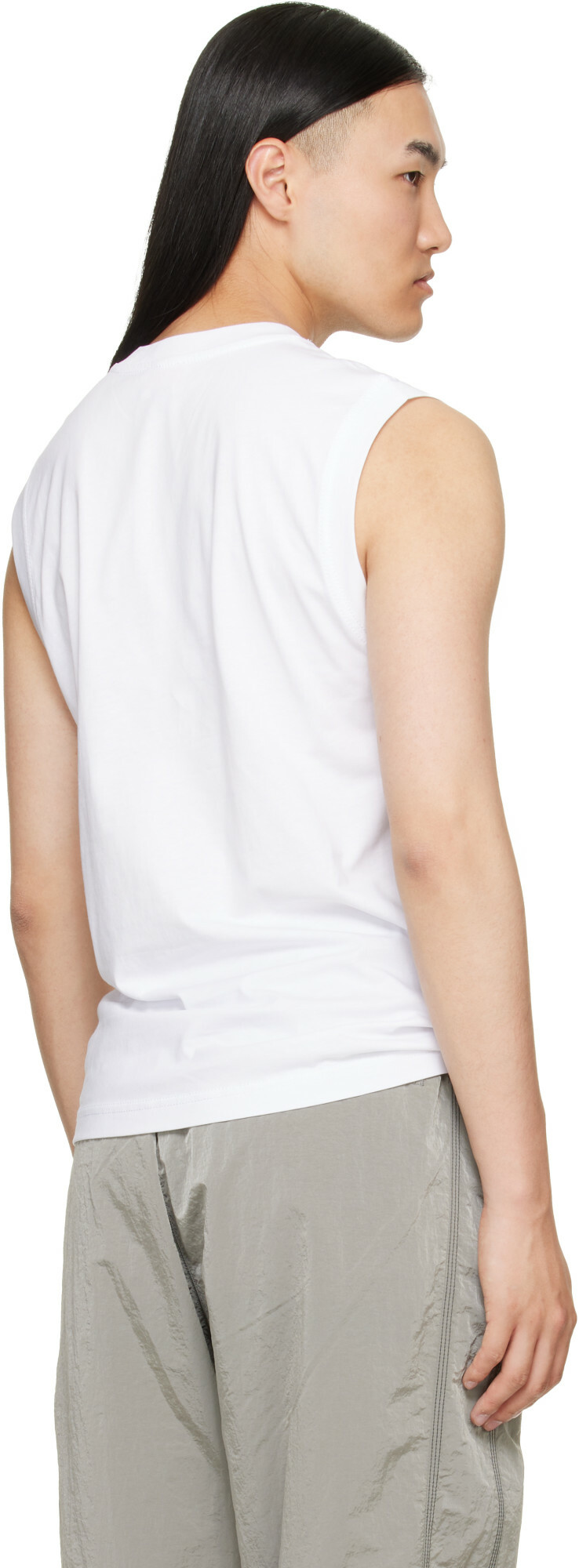 Diesel White Chest Logo Print Tank Top