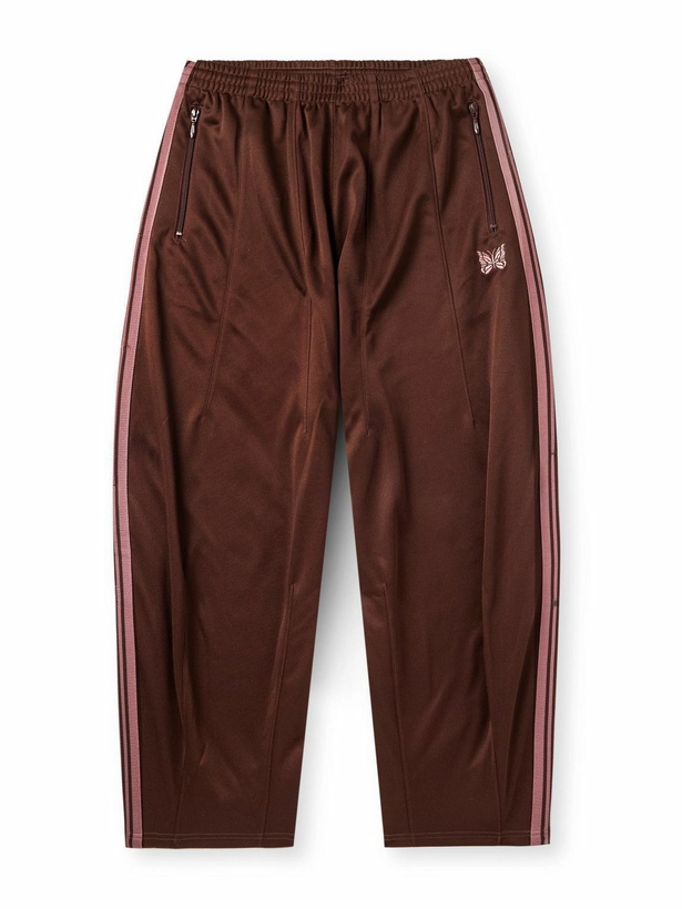Photo: Needles - Wide-Leg Webbing-Trimmed Logo-Embroidered Jersey Track Pants - Brown