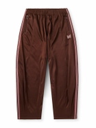 Needles - Wide-Leg Webbing-Trimmed Logo-Embroidered Jersey Track Pants - Brown
