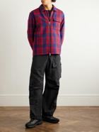 Moncler - Checked Wool Zip-Up Overshirt - Red