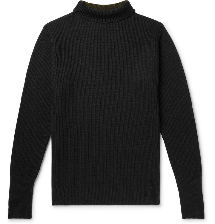 Photo: Barena - Slim-Fit Colour-Block Virgin Wool Rollneck Sweater - Green