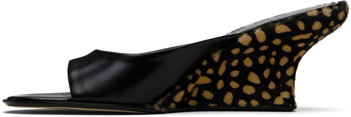 BY FAR Black Caroo Cheetah Pony Hair Heeled Sandals