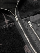 Mastermind World - Twill-Trimmed Fleece-Jacquard Hooded Jacket - Black