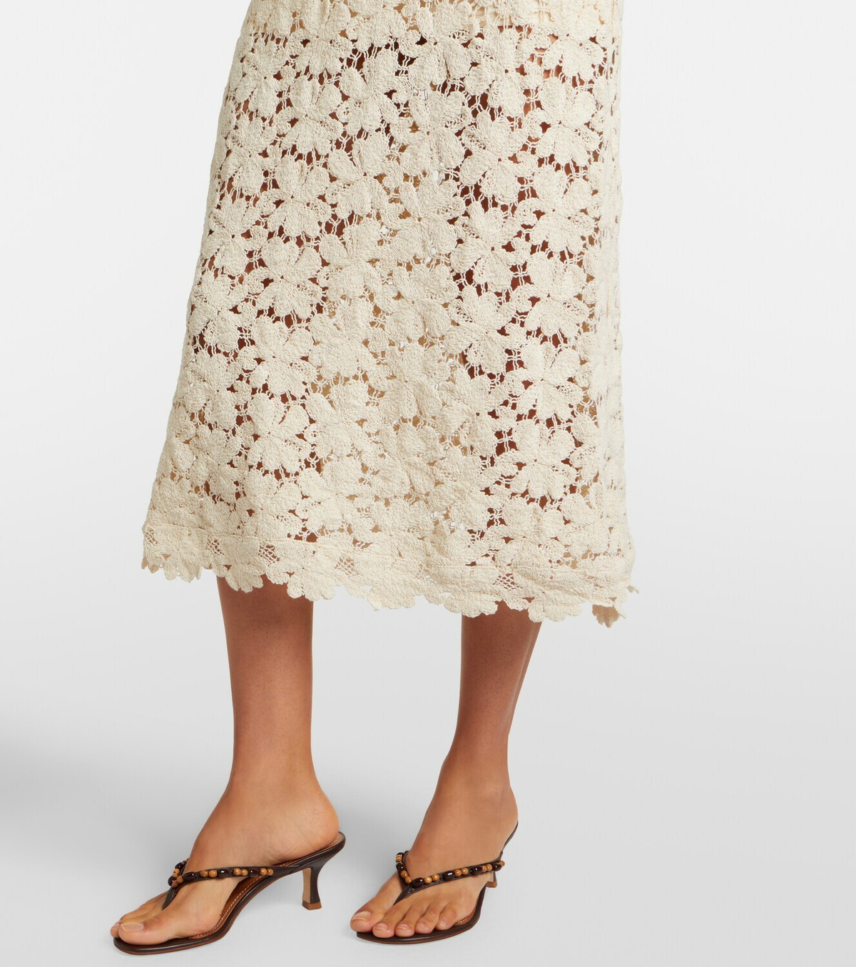 Velvet Jovie cotton-blend guipure lace midi dress