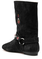 Isabel Marant étoile Siani Embroidered Suede Mid-calf Boots Dark Grey