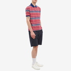 Beams Plus Men's Native Stripe Jacquard Polo Shirt in Pink