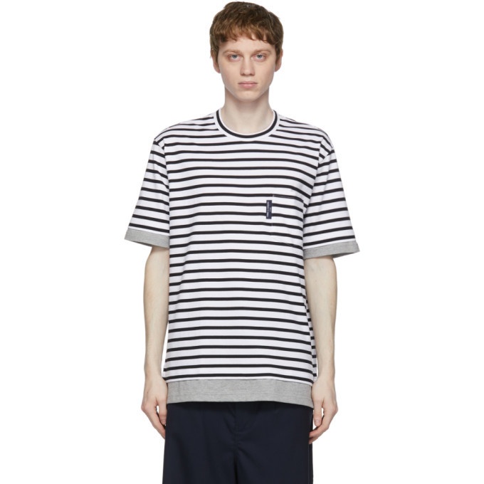 Photo: Comme des Garcons Homme White and Black Striped Pocket T-Shirt