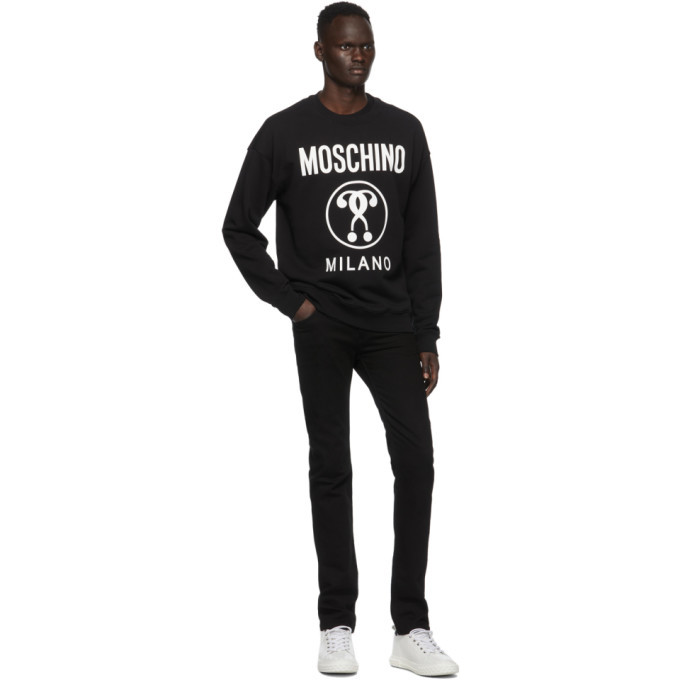 Moschino double best sale question mark sweatshirt