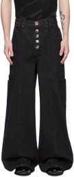 CALVINLUO Black Paneled Jeans