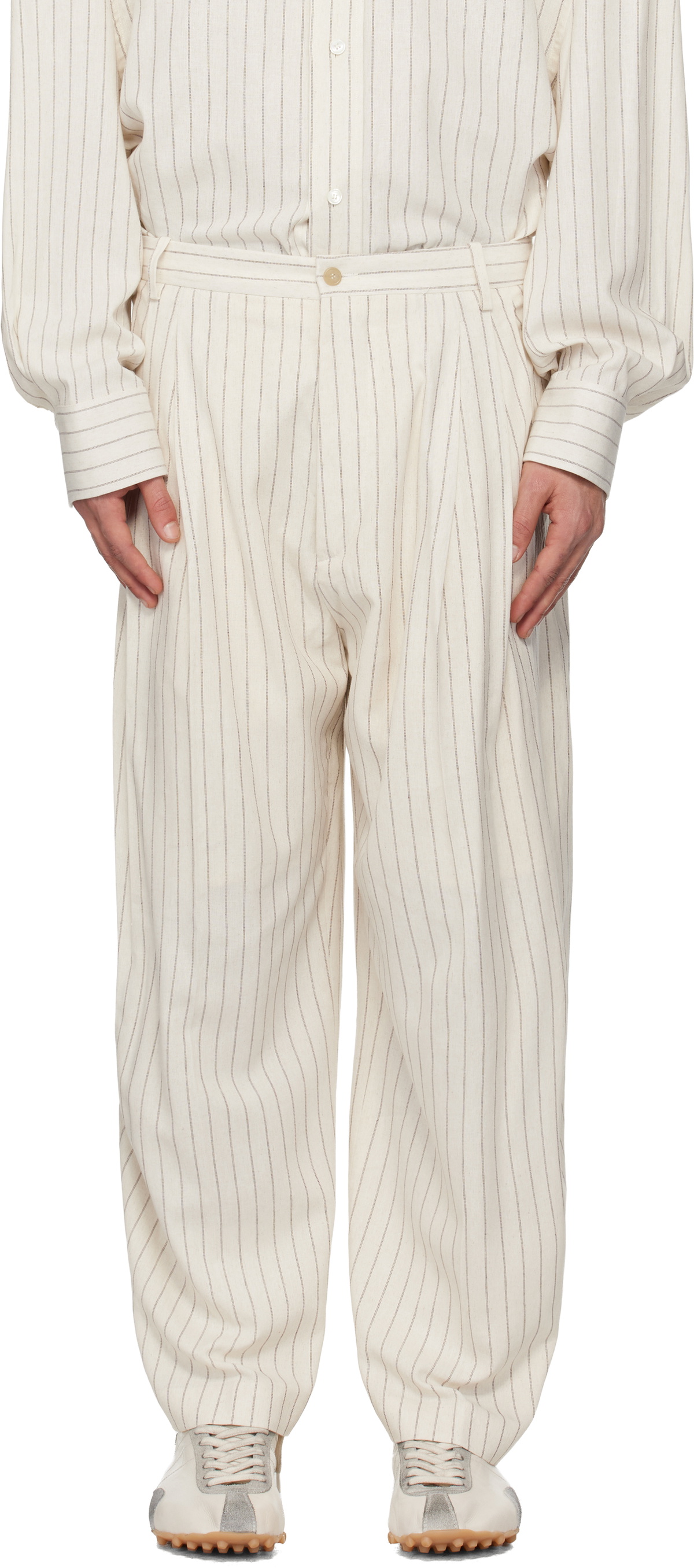 Hed Mayner Off-White Pinstripe Trousers Hed Mayner