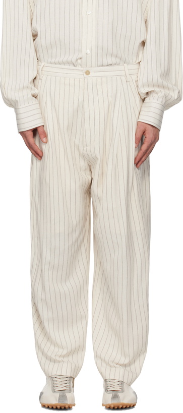 Photo: Hed Mayner Off-White Pinstripe Trousers