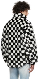 R13 Black & White Checker Faux-Fur Jacket