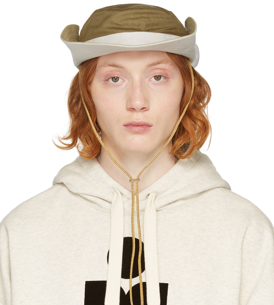 Isabel Marant unisex  Beige embroidered Bucket Hat Isabel Marant Beige Haley cotton bucket hat for Women Online  main image 3