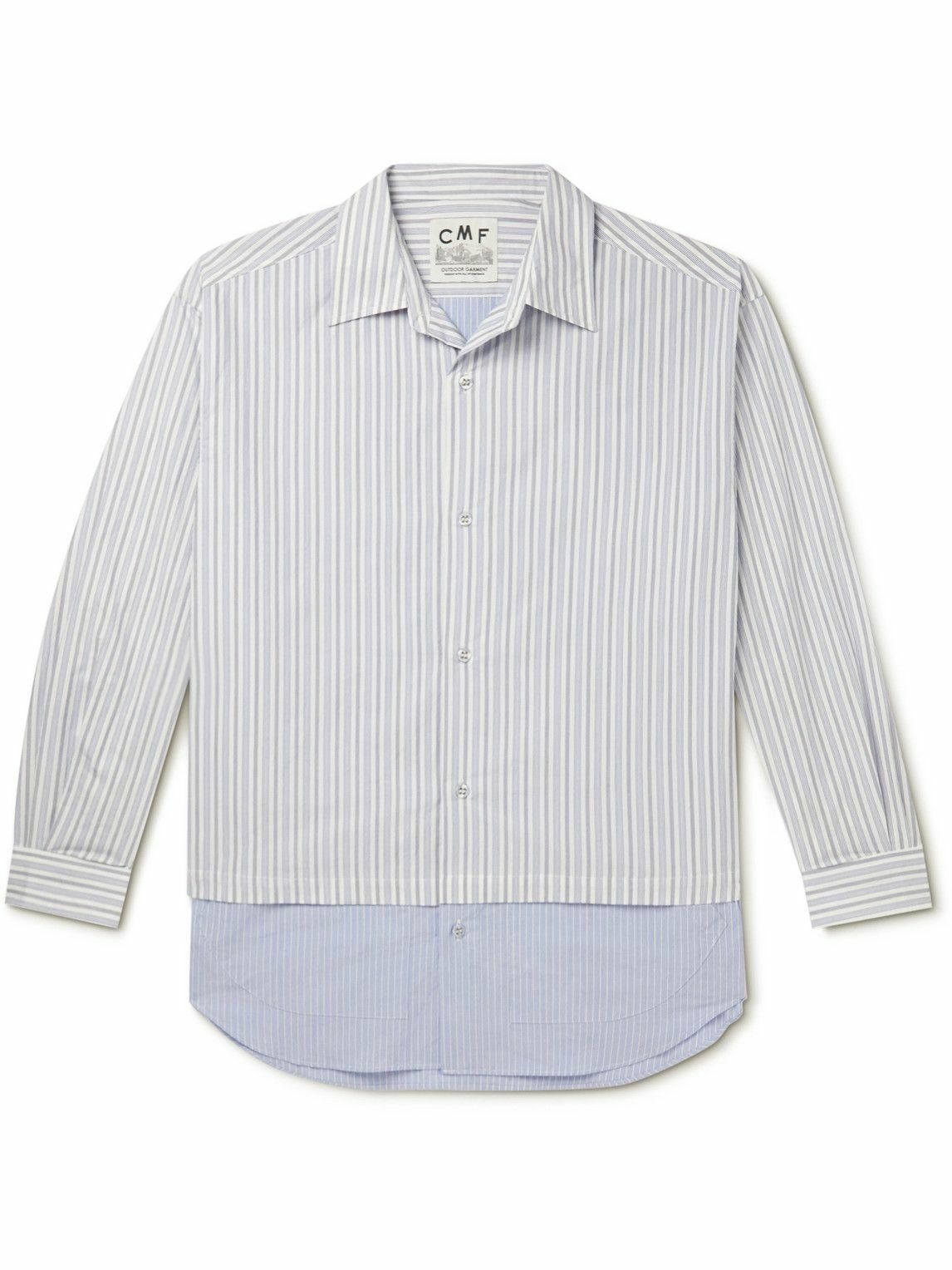 Photo: Comfy Outdoor Garment - Layered Striped Cotton-Poplin Shirt - Blue