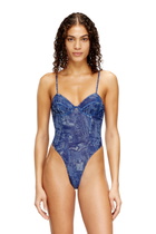 Diesel Denim-effect mesh bodysuit - Bodysuits Womens in Blue
