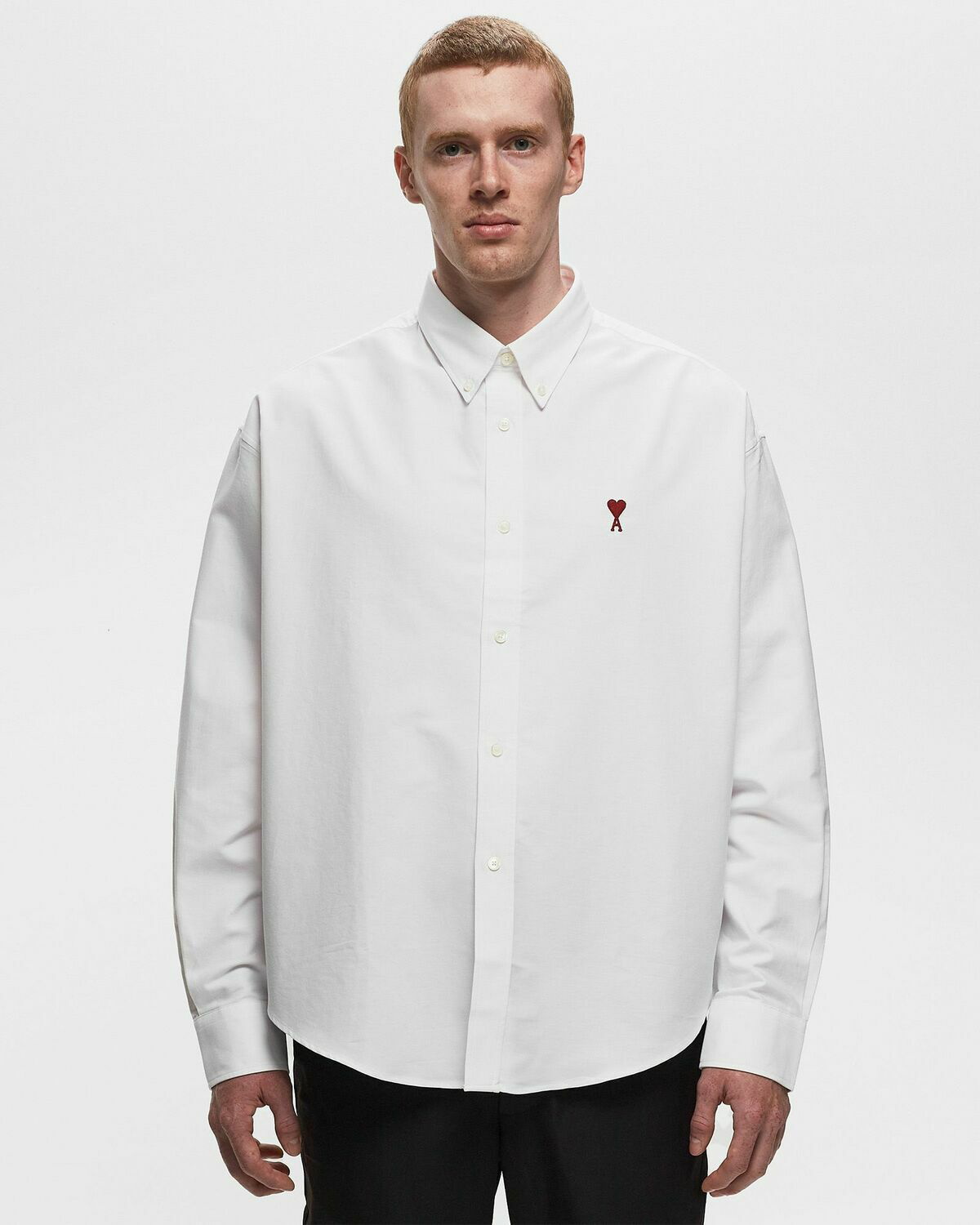 Ami Paris Ami De Coeur Boxy Fit Shirt White - Mens - Longsleeves AMI