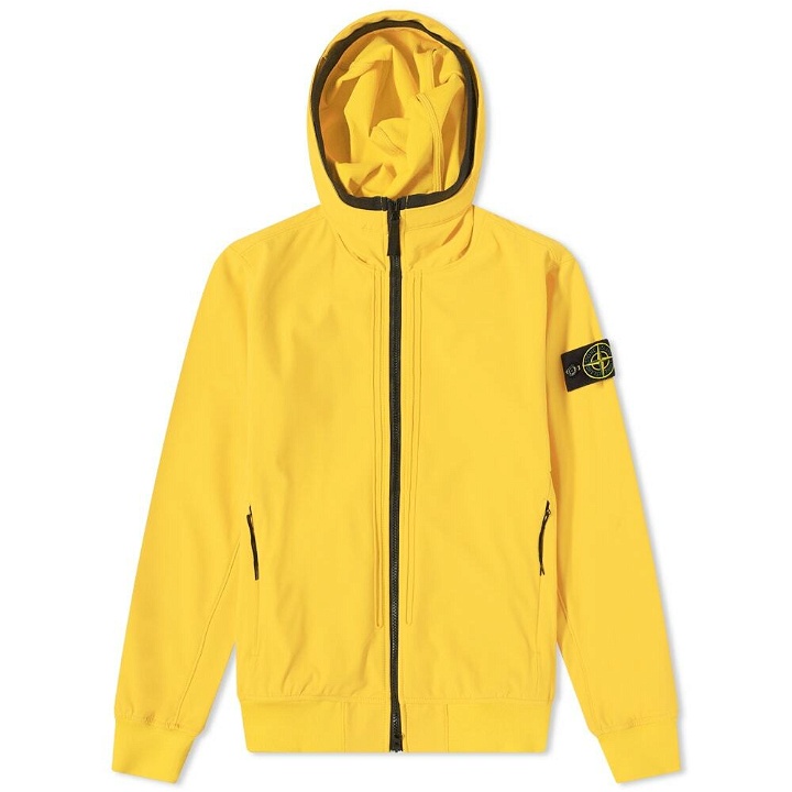 Photo: Stone Island Men's Soft Shell-R Hooded Jacket in Yellow