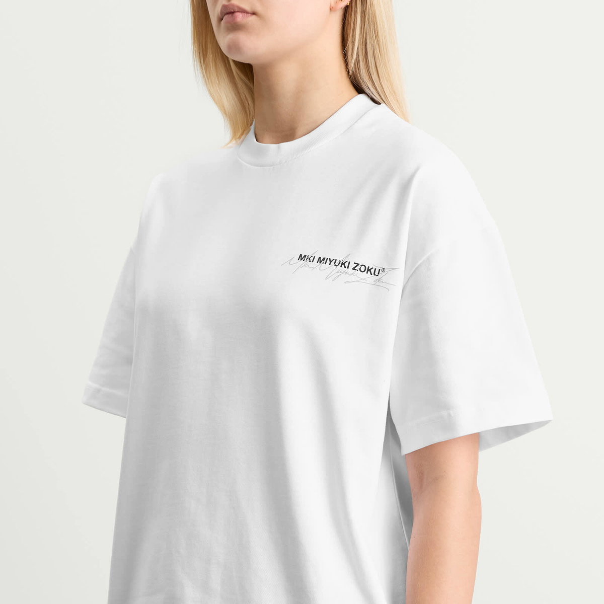 MKI Women's Signature Overlay T-Shirt Presented by END. in White/Light Grey