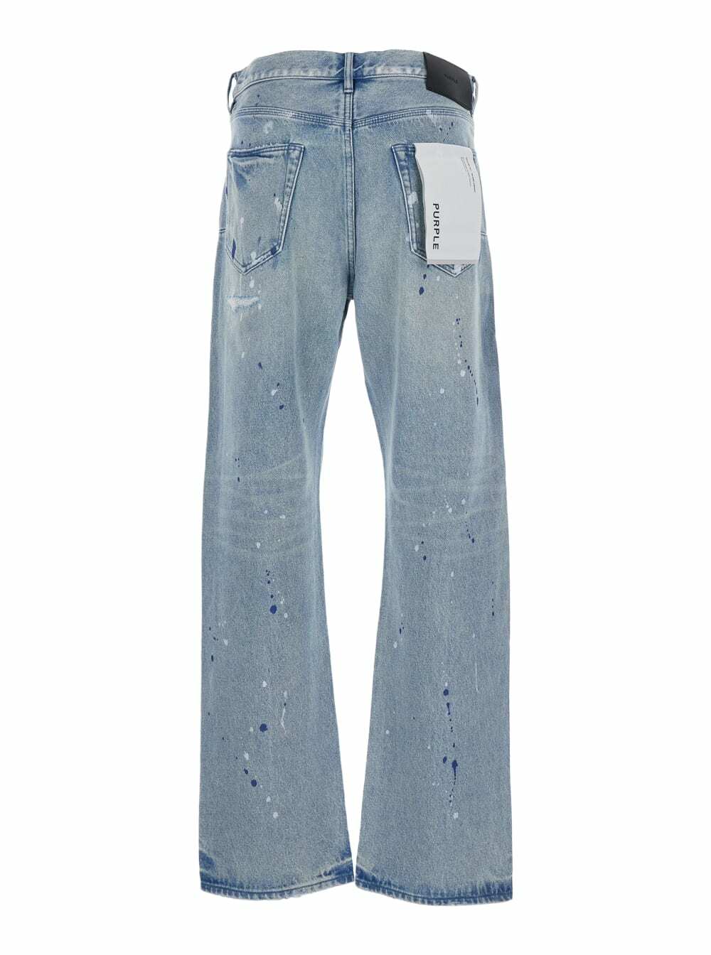 Purple Brand Blue Jeans With Logo Patch On The Rear And All-over Ripped Details In Denim Man
