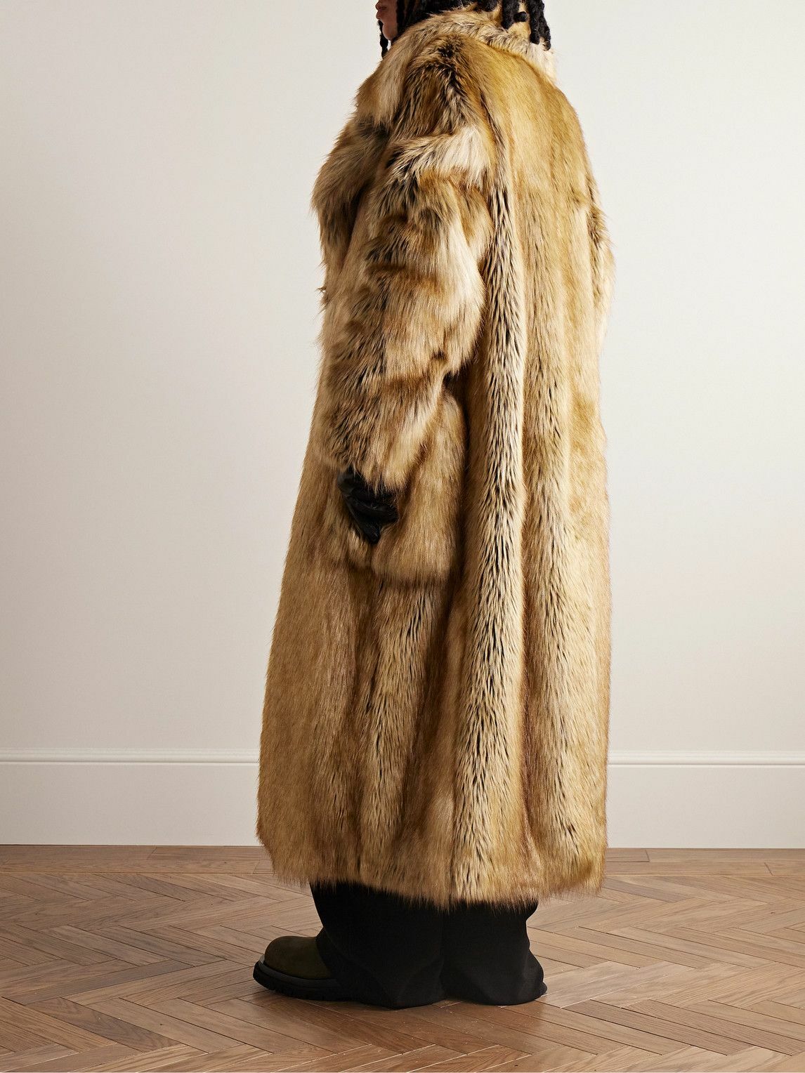 激レア　Givenchy fox far Faux Fur Double Breasted Coat Beige and Brown | The Webster