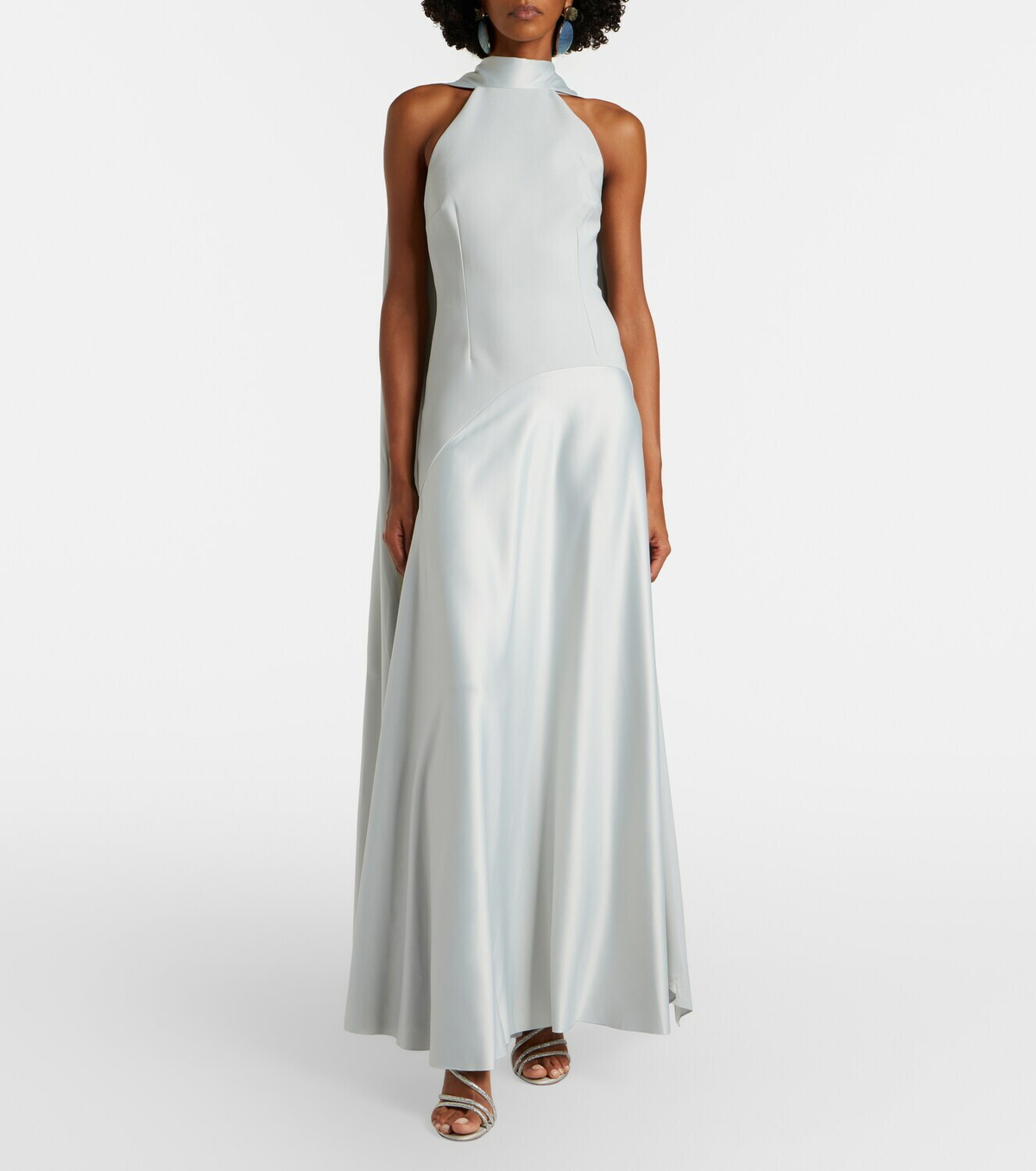 Solace London Cece halterneck crêpe and satin gown