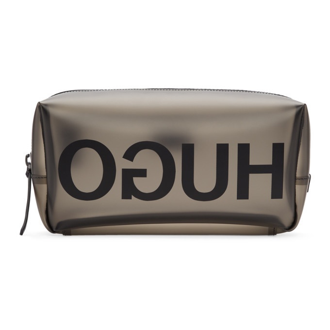 Photo: Hugo Grey Translucent Reverse Logo Wash Bag