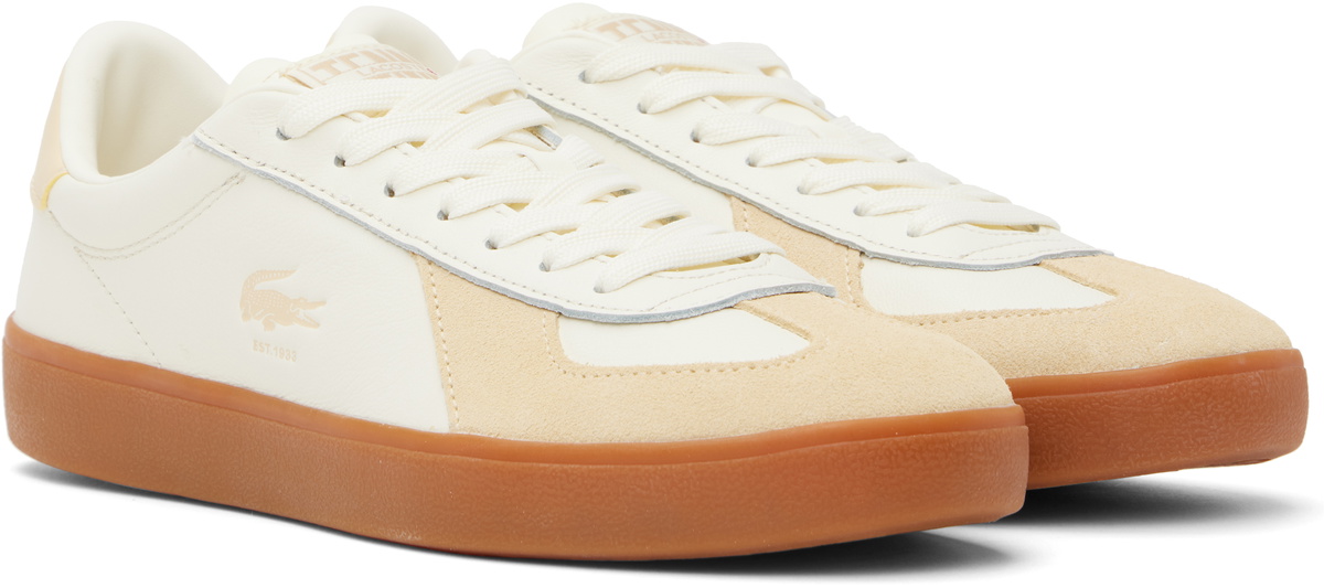 Lacoste Off-White & Beige Baseshot Pro Leather Sneakers