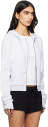 Entire Studios Gray Lightweight Cropped Zip Up Hoodie