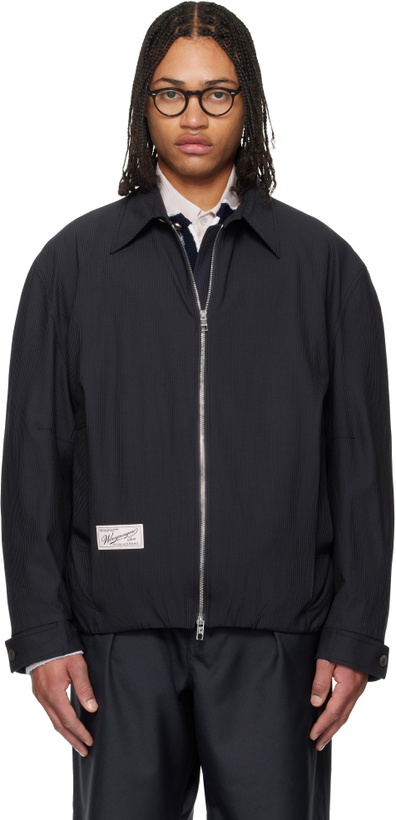 Photo: WOOYOUNGMI Navy Pin Stripe Zip-up Jacket