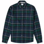 Norse Projects Men's Anton Brushed Flannel Check Button Down Shirt in Black Watch Check