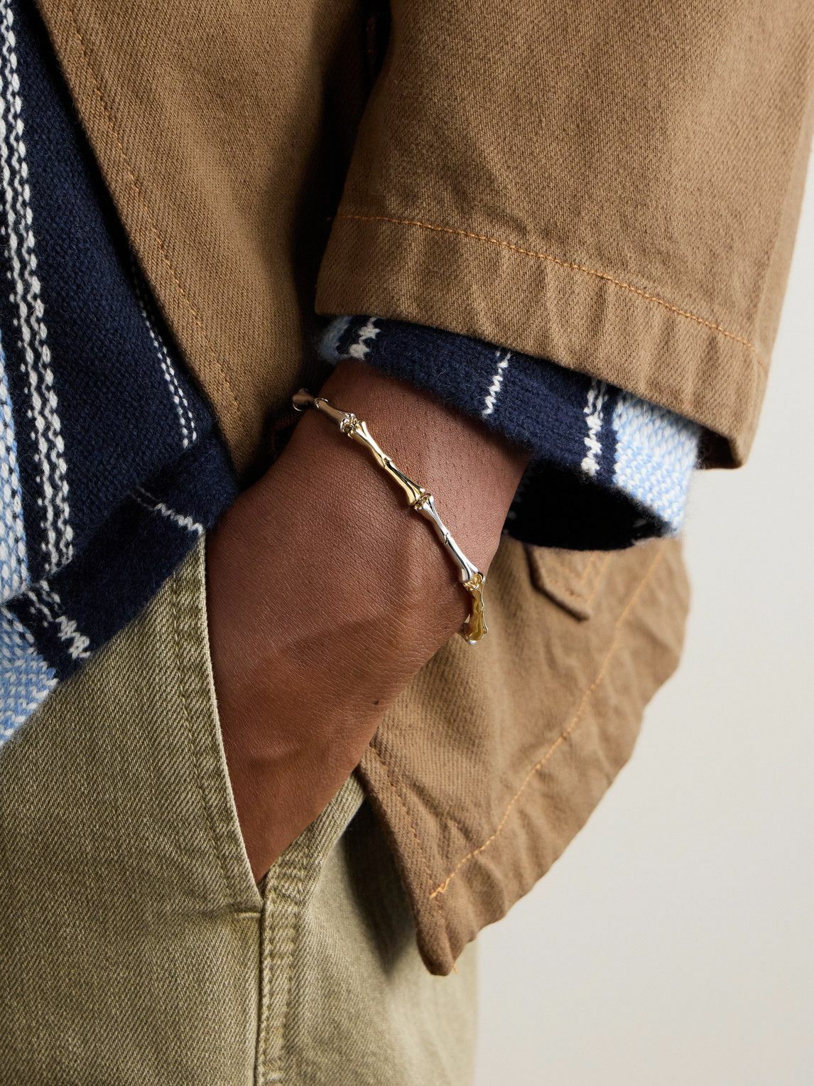 PATTARAPHAN - Chunky Remnants 9-Karat White and Yellow Gold Bracelet