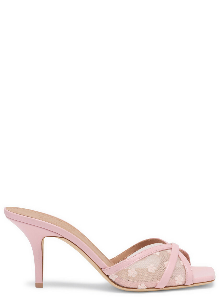 Malone Souliers Perla 70 Floral-mesh Heeled Sandals Pink