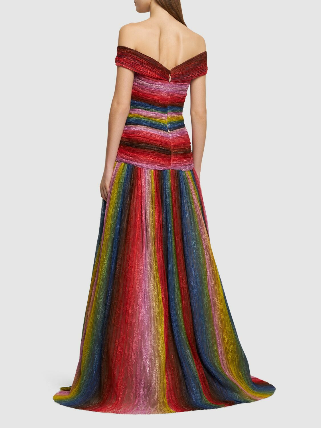 COSTARELLOS - Cecily Kaleidoscopic Lace Cut Out Gown Costarellos
